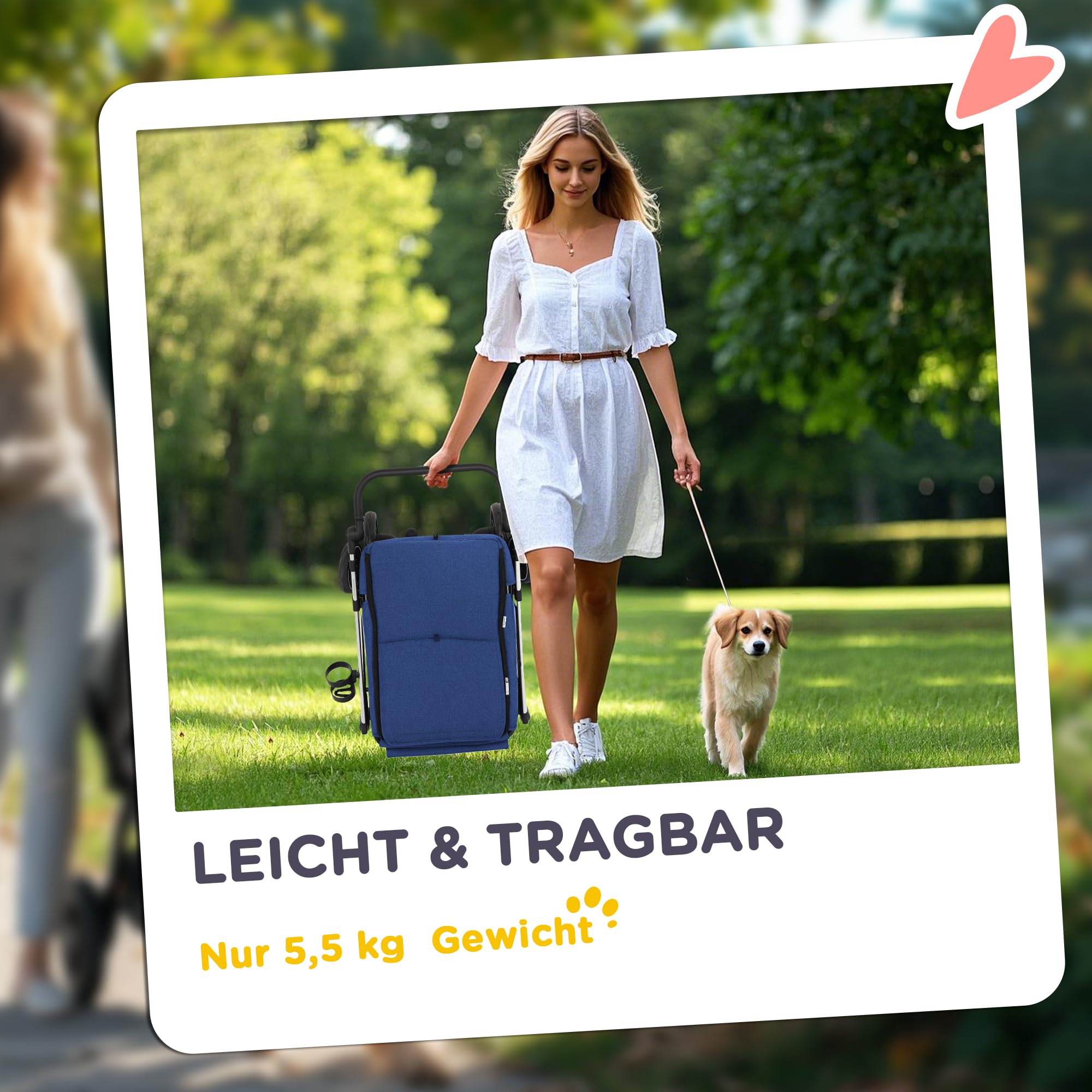 PawHut Hundewagen leicht Hundebuggy aus Aluminium klappbar für Hunde & Katzen Katzenbuggy mit Kissen Netzfenstern Türen Aufbewahrungskorb Katzenwagen Mini-Hundewagen für kleine Hunde Dunkelblau