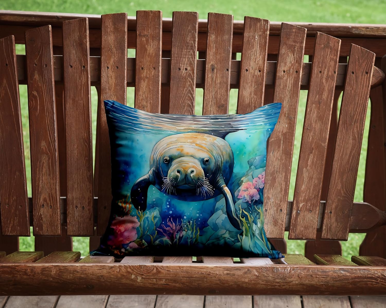 Caroline's Treasures Manatee Throw Pillow Machine Washable, Indoor Outdoor Decorative Pillow for Couch, Bed or Patio, 14Hx14W