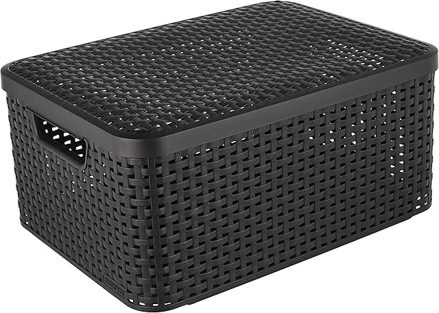 Curver - Basket with lid Rattan Style Medium