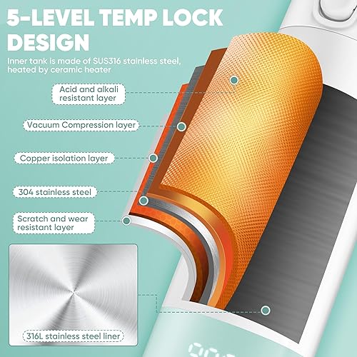 Miniatura 6 de Calentador de biberones portátil para viajes, calentador de leche portátil para bebé, calentador de cerámica de 12 onzas, carga rápida e