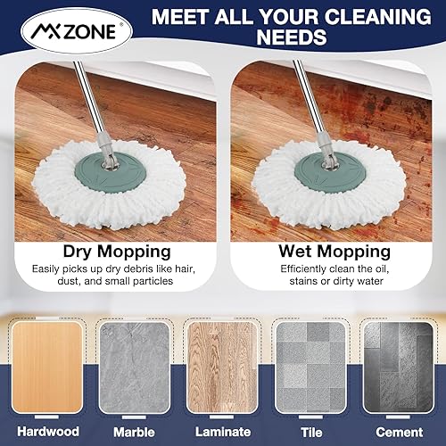 Miniatura 6 de Cabezal de repuesto para trapeador giratorio, paquete de 5 repuestos de trapeador mágico para sistemas Hurricane 360°, cabezal de trapeador