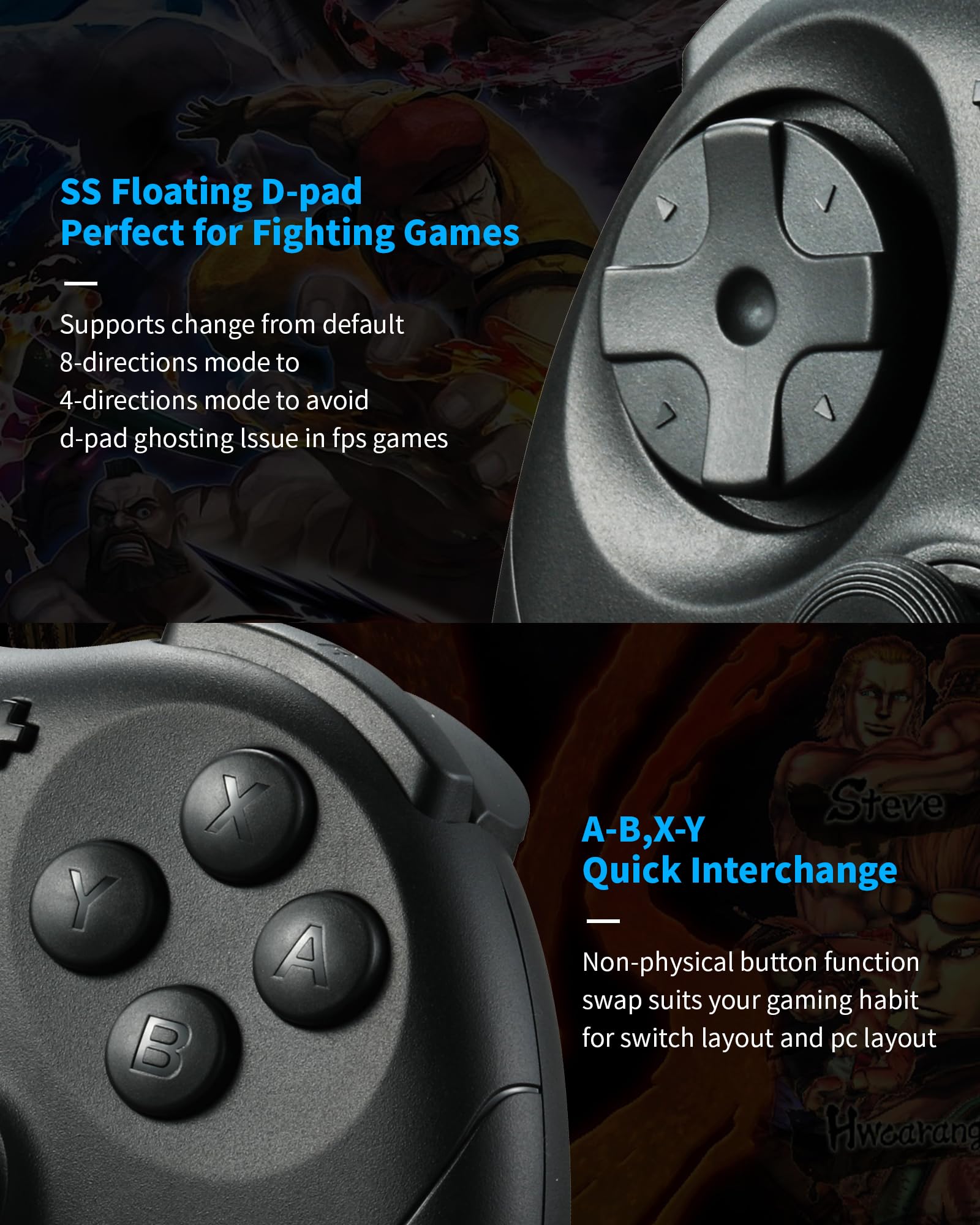 GuliKit Elves 2 Pro Wireless Controller für Switch/Switch 2/PC/Android/iOS, Bluetooth Controller mit Hall Effekt Joystick, 1000Hz Abtastrate, Magnetischem Vibrator, Super Haptik, Rotary Rumble,Schwarz | Für Switch/Switch 2, PC, Android & iOS, 1000Hz Polli