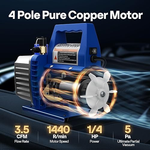 Miniatura 2 de VIVOHOME Cámara de vacío de 1.5 galones con bomba, kit de cámara de desgasificación al vacío de acero inoxidable con bomba de vacío de una sola