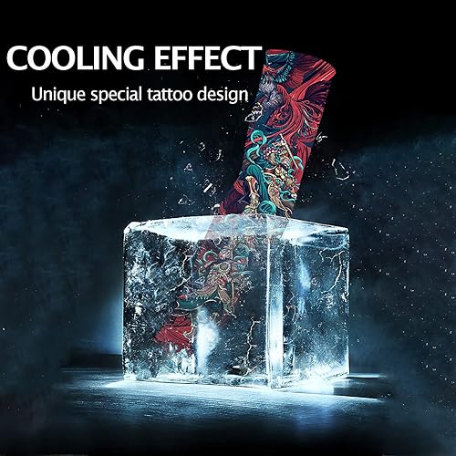 Vista 8 de Aresvns Halloween Makeup Tattoo sleeves, Premium Cooling Arm Sleeves for Men and Women UV Sun Protection Arm Sleeves Guardián