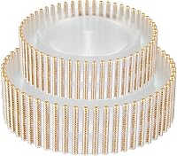 Vista 13 de Plasticpro - Juego de platos combinados de 32 piezas de plástico para cena, platos desechables de plástico elegantes y resistentes para fiestas de 7