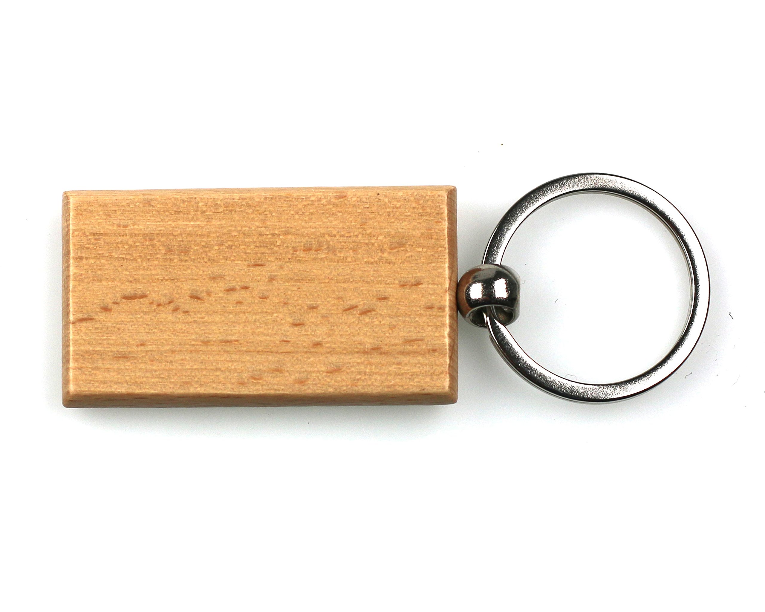 Cathcart Elliot Unisex Natural Wood Personalised Rectangular Beech Wood Key Ring 55X30mm Wooden Keyring Fob
