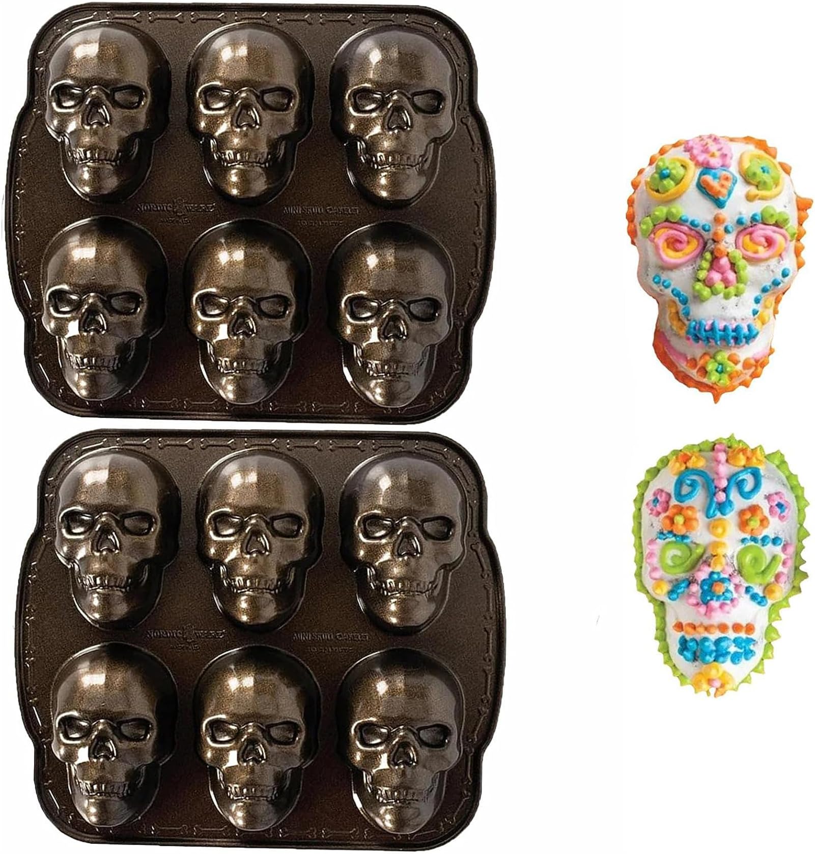 YUNSHAO 3D Skull Mould Baking Tray DIY Aluminum Chocolate Moulds Skull Jelly Moulds Cake Tins for Baking Halloween Moulds Baking Pan Cake Moulds for Baking Accessories