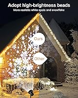 Vista 4 de Proyector de luces de Navidad al aire libre, luces LED impermeables de copo de nieve para exteriores, efecto de nieve dinámica de nieve, iluminación