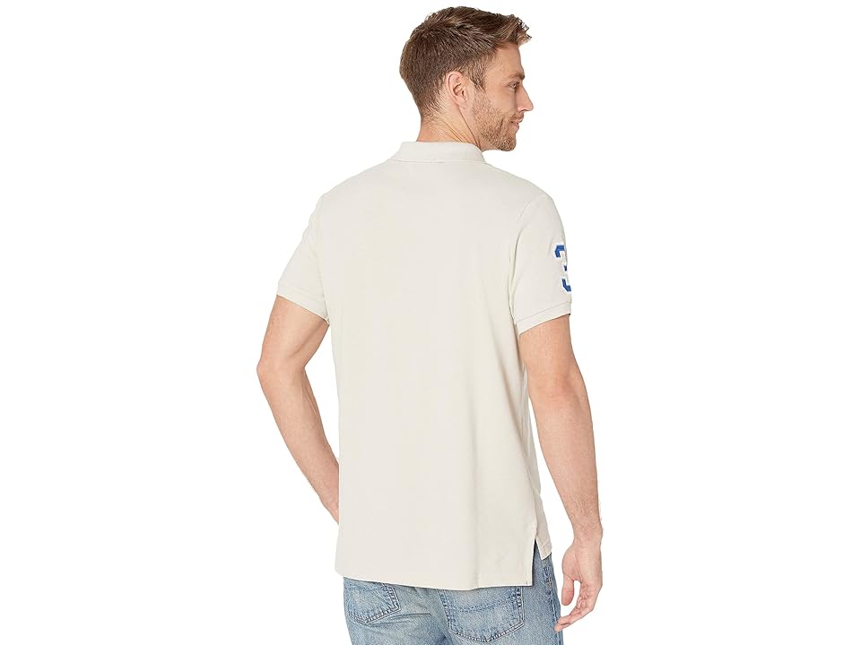 

U.S. POLO ASSN. Slim Fit Big Horse Polo w/ Stripe Collar (Stone Island) Men's Short Sleeve Pullover, Beige