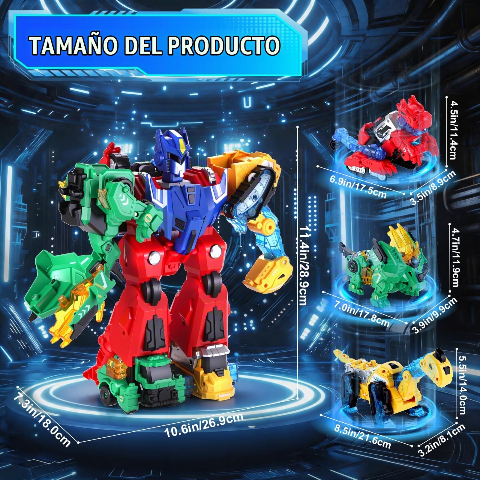 Dinosaurios Juguetes Transform Robot - 6 en 1 Magnético Coche para Niños