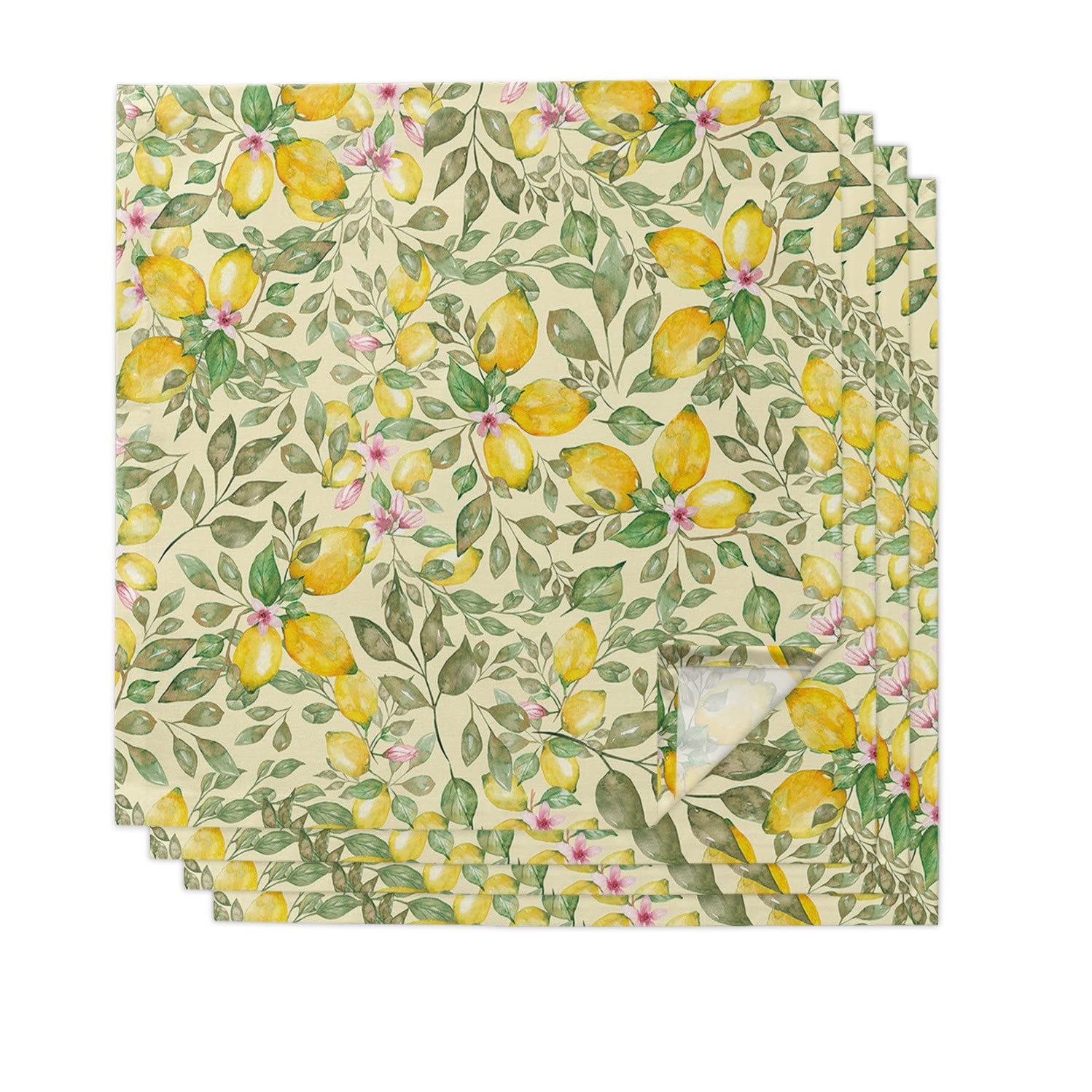 MOBYGKFY Watercolor Lemon Flower Table Napkin Cloth Set for Party Wedding Kitchen Dinner Napkins