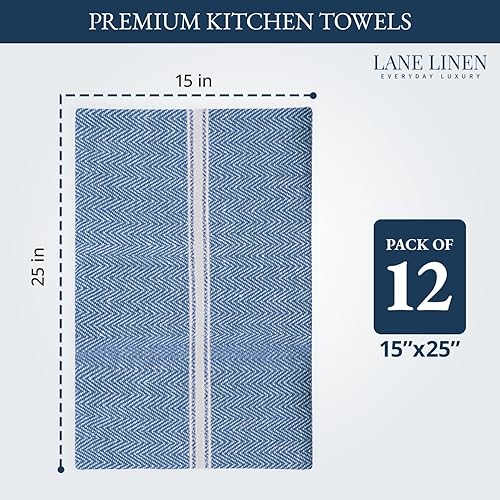 Miniatura 10 de LANE LINEN Juego de toallas de cocina 100% algodón puro súper absorbente, toallas de té grises, suaves y duraderas, paquete de 12  15 x 25 pulgadas,