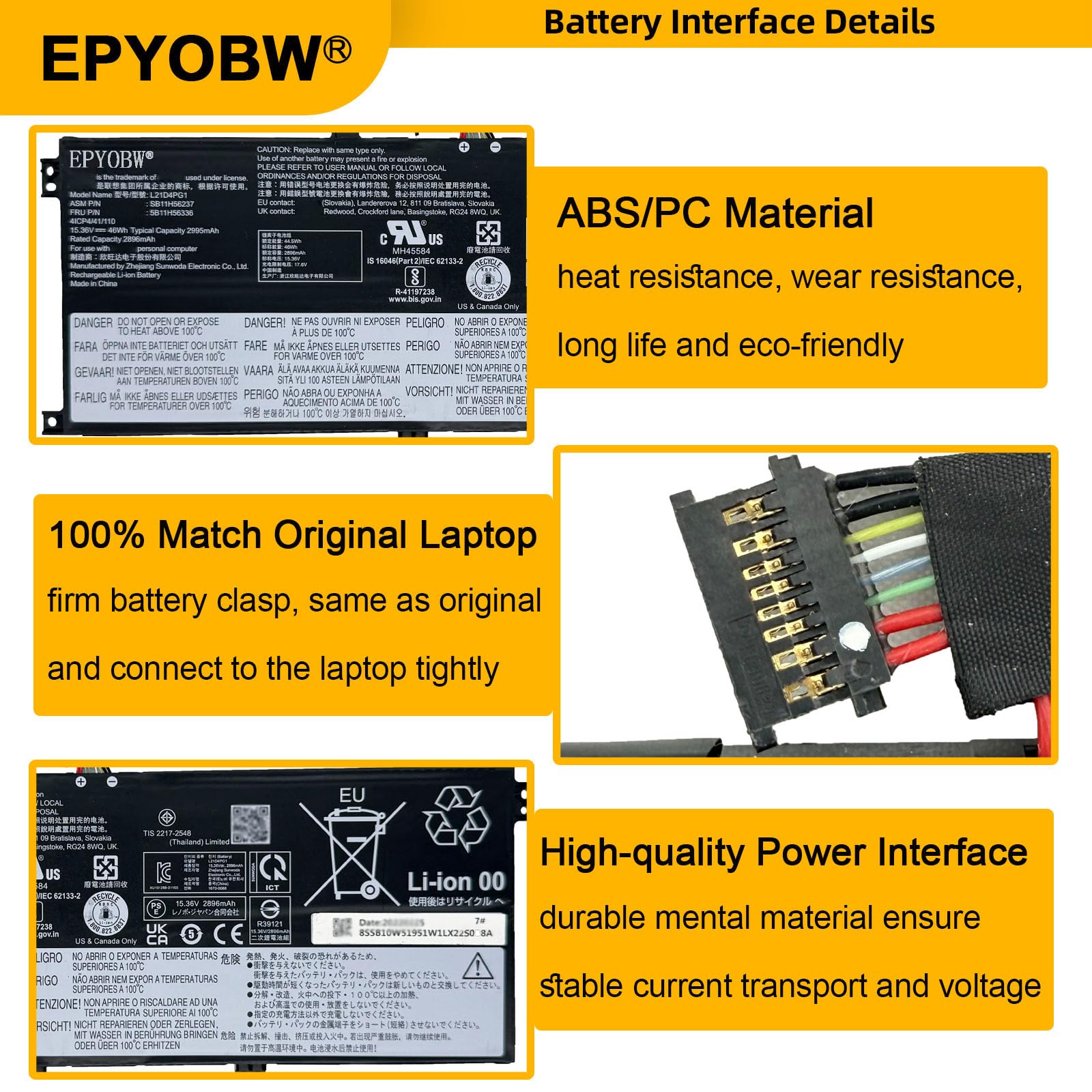 Amazon.com: EPYOBW L21D4PG1 L21L4PG1 Laptop Battery 46Wh 4-Cell
