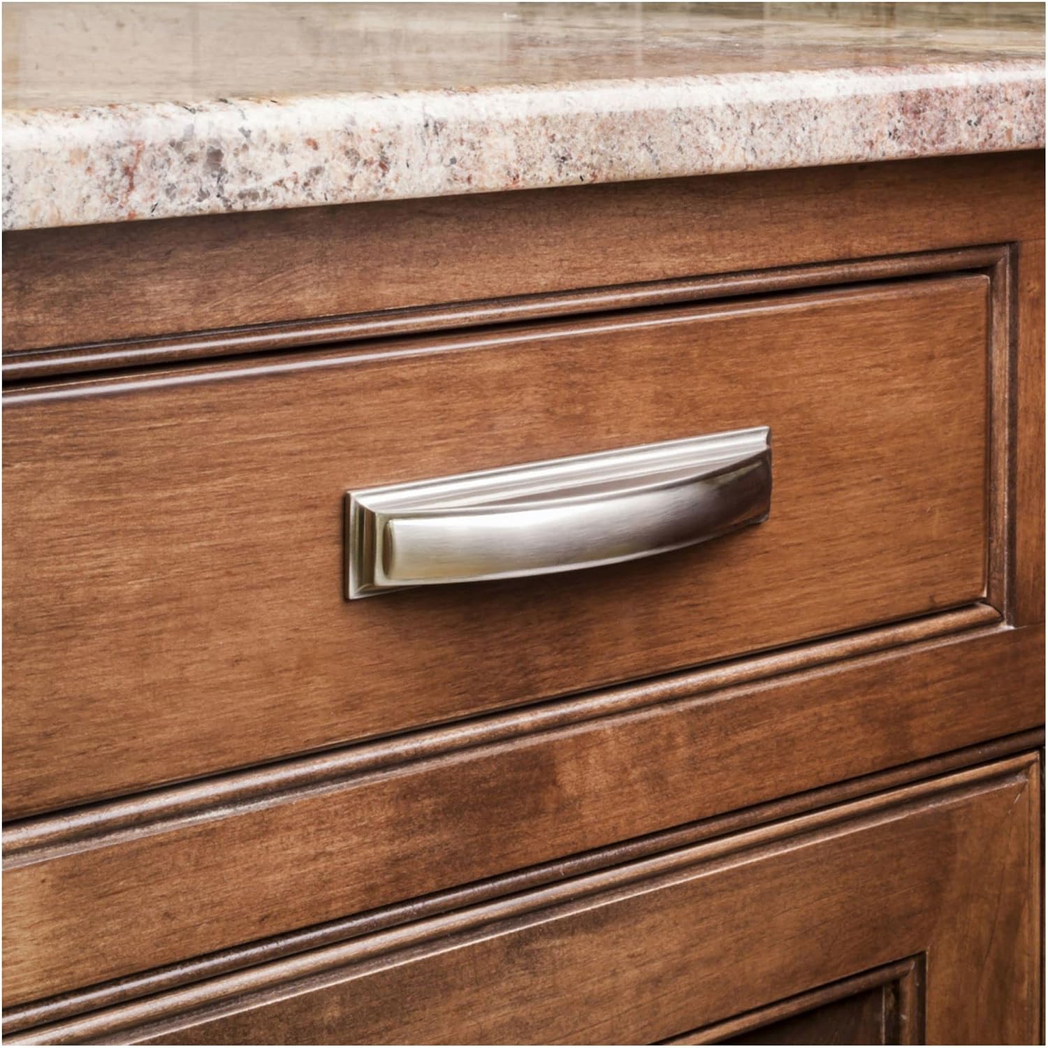 Annadale Pillow Cup Cabinet Pull - 3 3/4" Center-to-Center in Satin Nickel