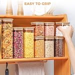 ComSaf 2.1L Rectangle Glass Storage Containers with Lids, Glass Jars with Bamboo Lids, Clear Food Storage Jar, Tall Spaghetti Container, Pantry Storage Container for Pasta Flour Oats Nuts Rice