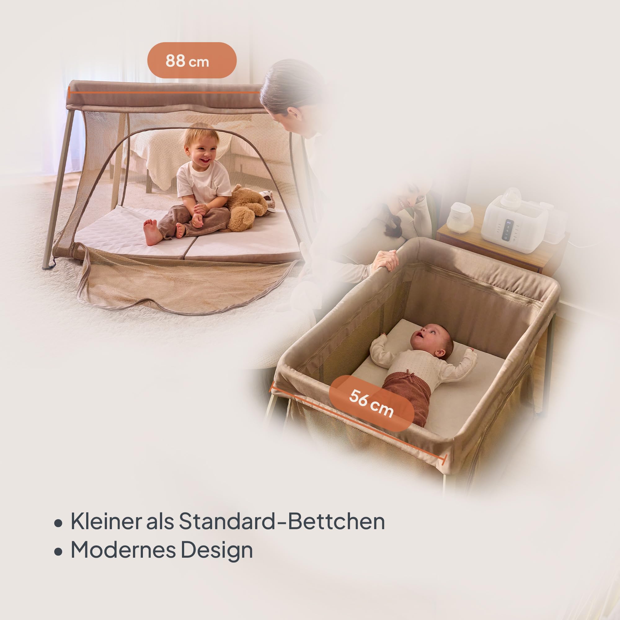 Lionelo Alice 3-in-1 Reisebett Laufgitter 0-15 kg Schaumstoffmatratze 2 Höhenstufen faltbar Seiteneinstieg Reisetasche