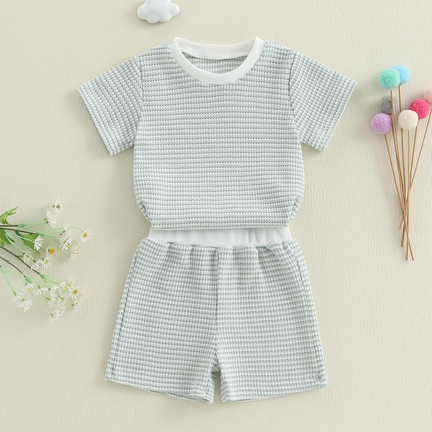 VISGOGO Boy Boy Girls Toddler Summer Outfit Striped T-shirt Toddler Boy Summer Clothes 6 12 18 Months 2 3 4 5 T Short Set - Image 3