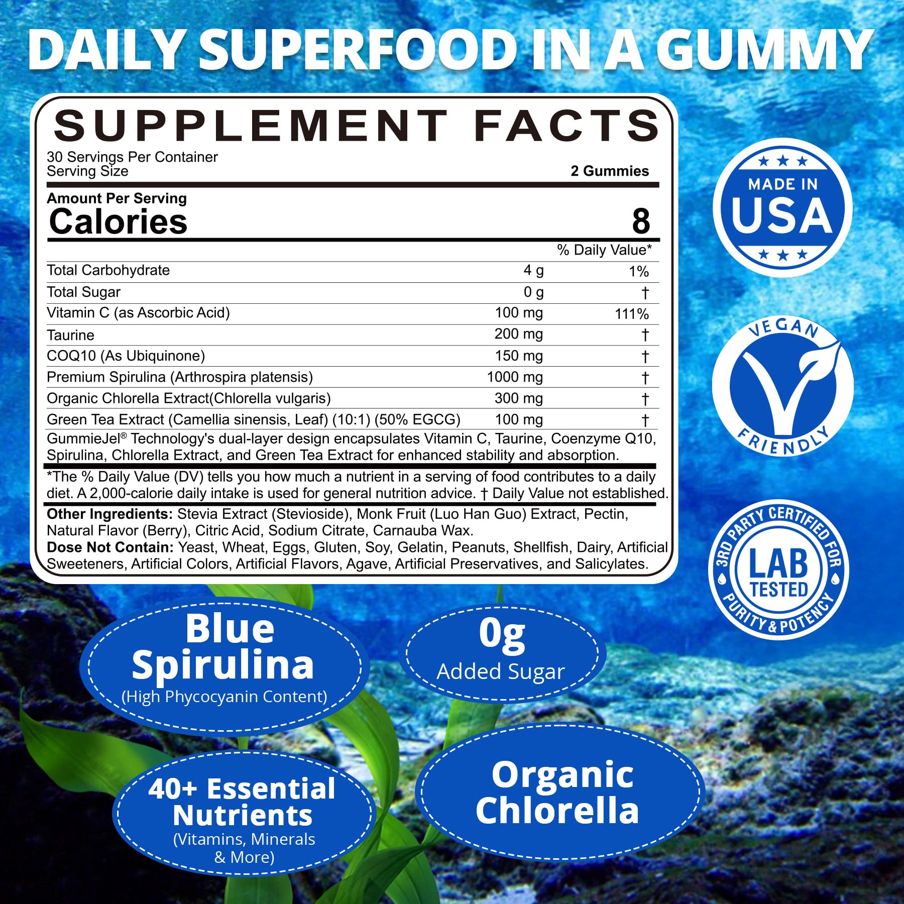 Nextdia Organic Blue Spirulina Chlorella Gummies, 60 Ct — Amazon image 2