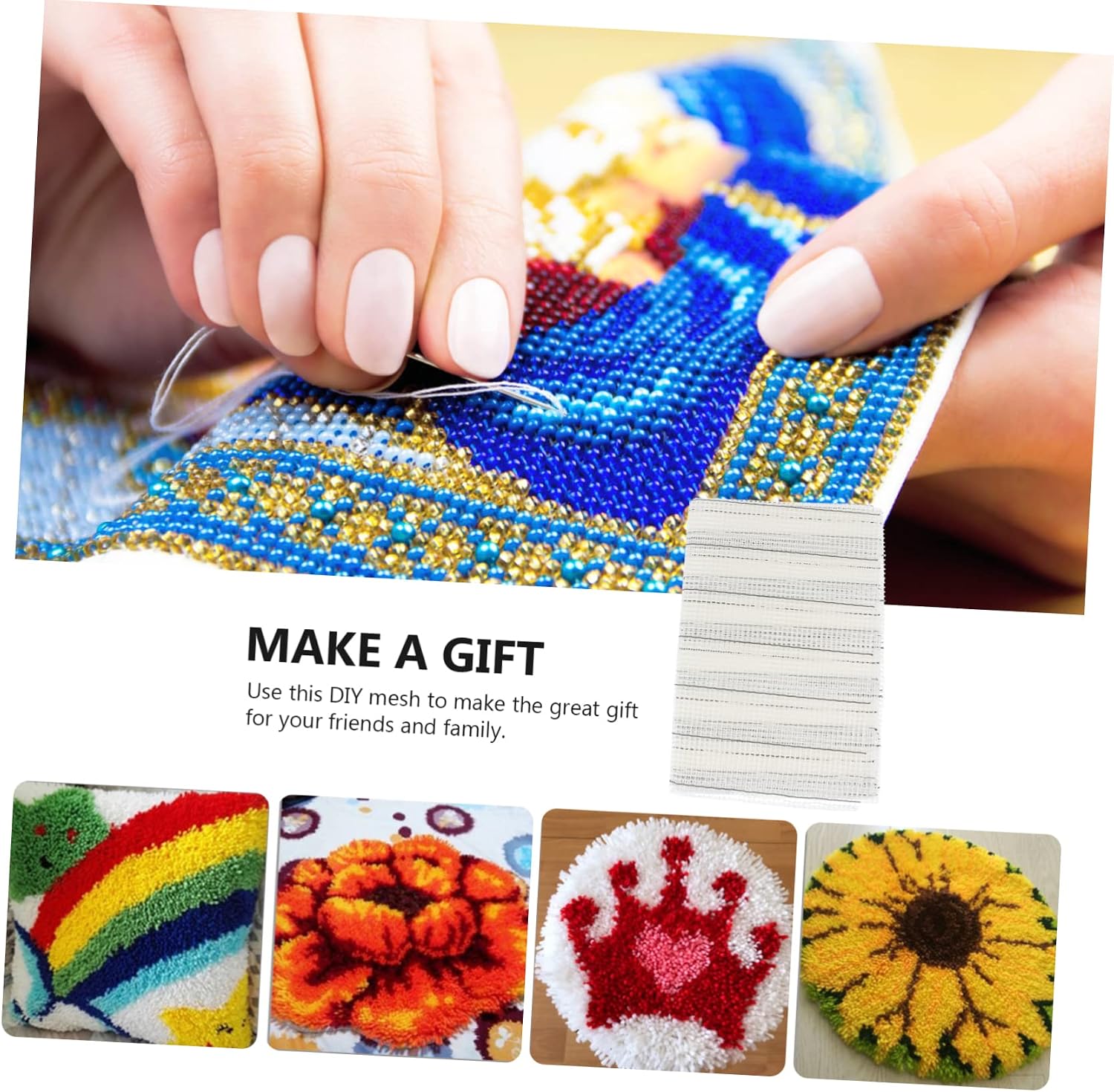 KAILIKETIY 1pc Blank Rug Making Mesh Canvas DIY Crochet Floor Mat Material for Latch Hook Crafts for Carpets Rugs and Home Decor Projects Easy to Use Hooking Mesh