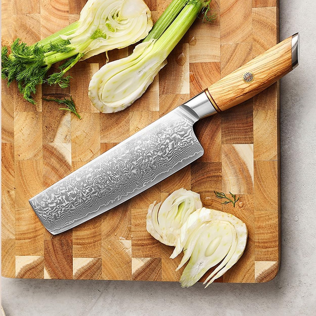 Meat Cleaver,Cleaver Knife 7 Inch Nakiri Knife 73 Layers Damascus Steel 62-64 HRC Chef Cleaver Knife Restaurant Comfotable Wood Handle Cutter, LAMAJIGA5844
