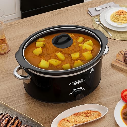 Miniatura 2 de Sunvivi 4 cuartos de galón de olla de cocción lenta y mini calentador de alimentos con 3 ajustes de calefacción, olla de cerámica extraíble, tapa de