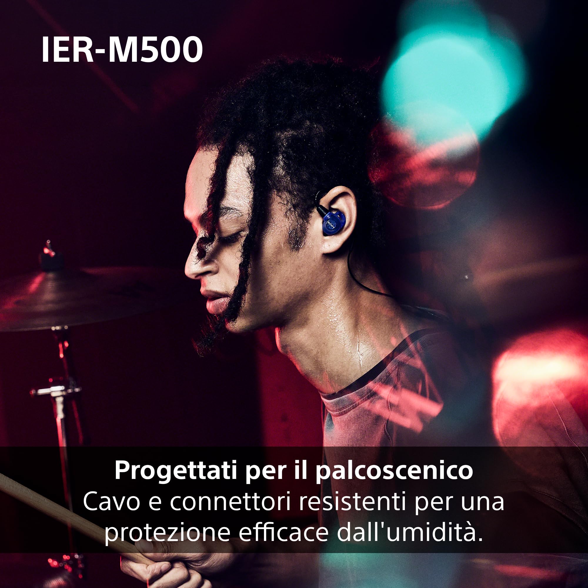 Cuffie intrauricolari con cavo Sony IER-M500 Pro | Auricolari IEM ad alta risoluzione con cavo, isolamento acustico ideali per musicisti, artisti e uso in studio - Nero