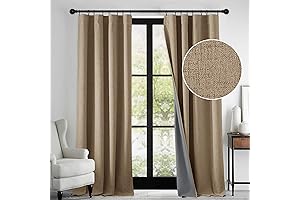RYB HOME Burlap Style Blackout Curtains for Enhanced Bedroom Ambiance