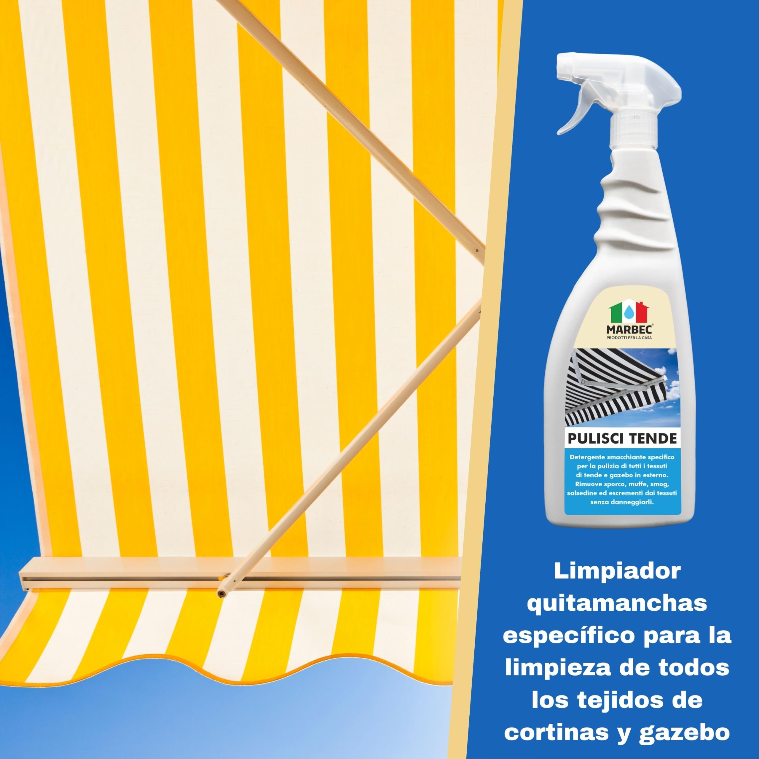 MARBEC PULISCI TENDE 5LTX4UDS Limpiador quitamanchas para la limpieza de tejidos de cortinas y miradores.