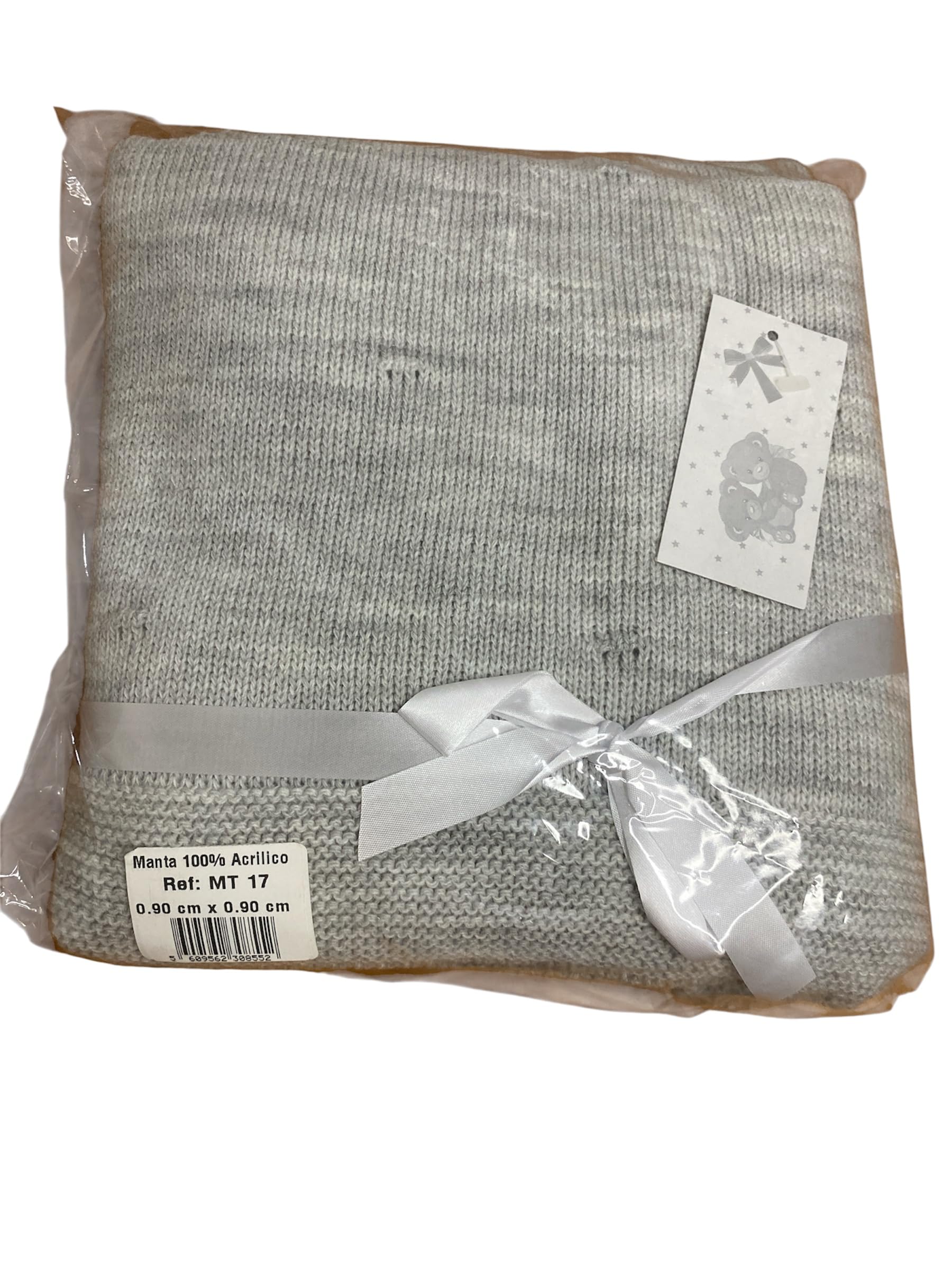 Conjunto de Bebé de Punto, Suéter y Pantalón con Pompones, Gris, Tejido de Punto Acanalado, 2 Piezas. Talla única. Recién nacido