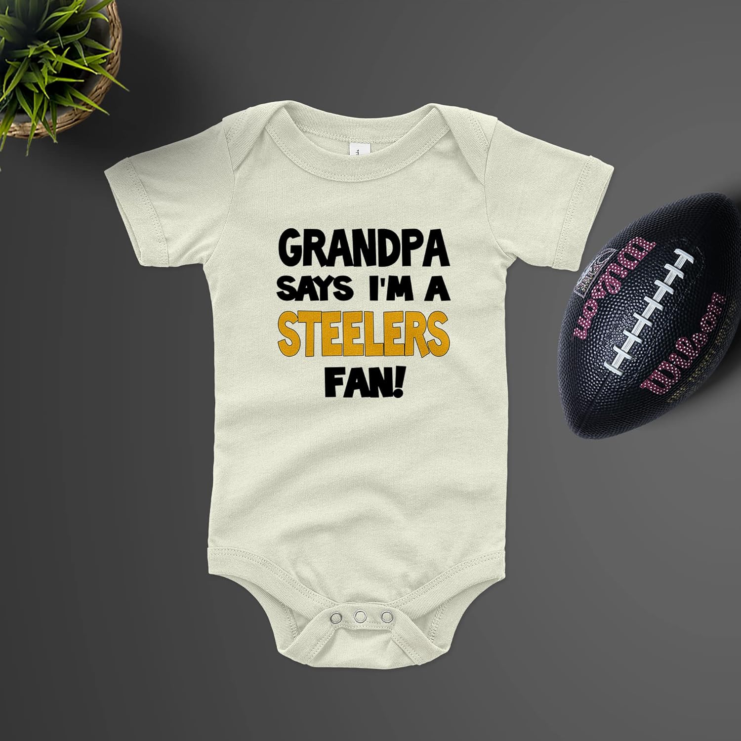 NanyCrafts Baby's My Grandpa Says I'm a Steelers Fan Bodysuit, Baby Steelers Fan - Image 7