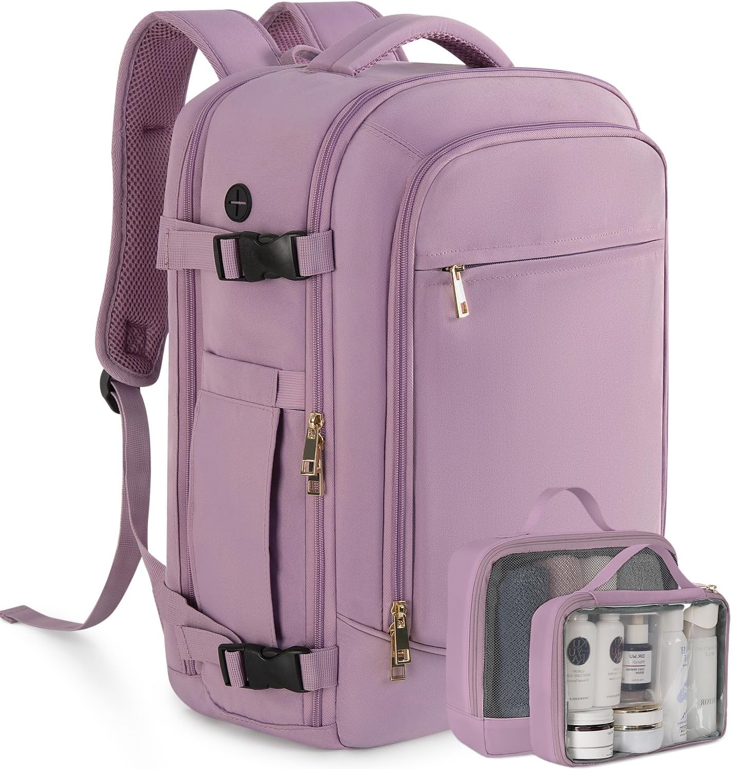 Carry on Backpack, Flight-approved Backpack for Traveling, 40L Personal Item Travel Backpack, Purple