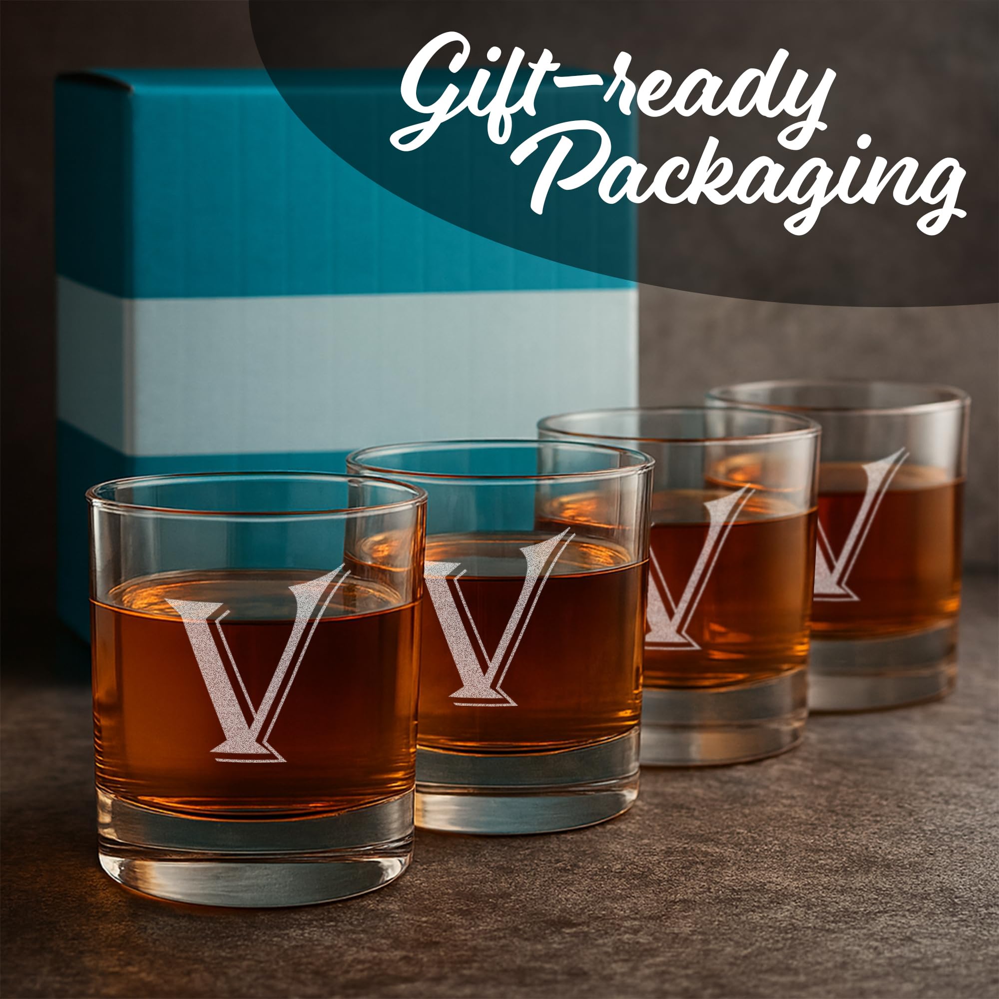4 piezas de 11 oz grabado Heavy Base rocas gafas elegante vidrio uso como un multiusos bebidas cristal o como un rocas vidrio regalo perfecto para cualquier especial occasion- por: sobre la Rox