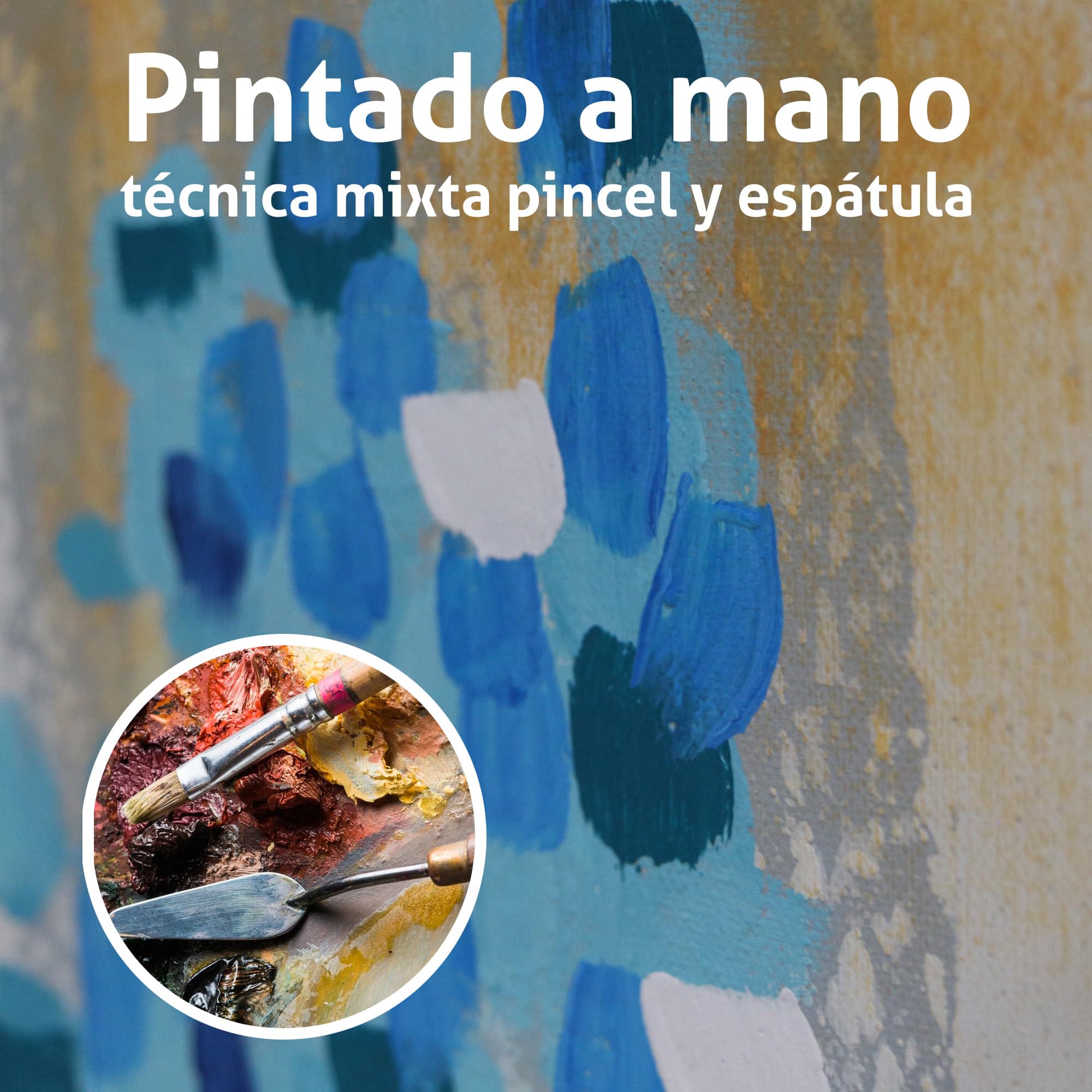 la fabrica del cuadro ®, Cuadro en Lienzo 100% Pintado a Mano, Pintura al Óleo con Relieve, Arte Moderno, Ideal para Salón, Dormitorio y Decoración de Paredes. (60x150, OR 120)