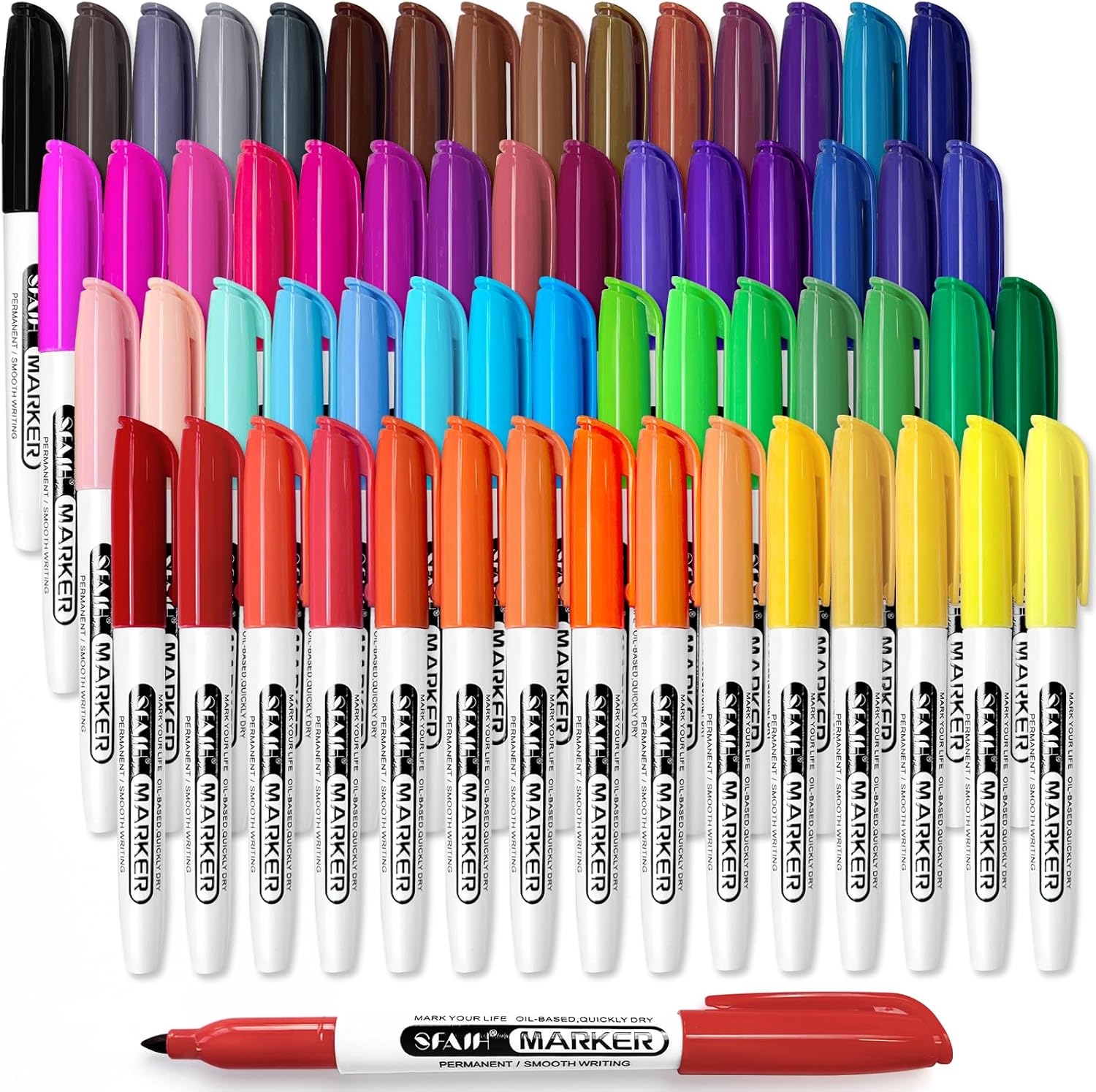 sfaih 60 colors permanent markers - assorted vibrant colors, quick drying, fade resistant, fine point permanent markers for teacher and classroom supplies, art supplies, coloring, drawing doodling