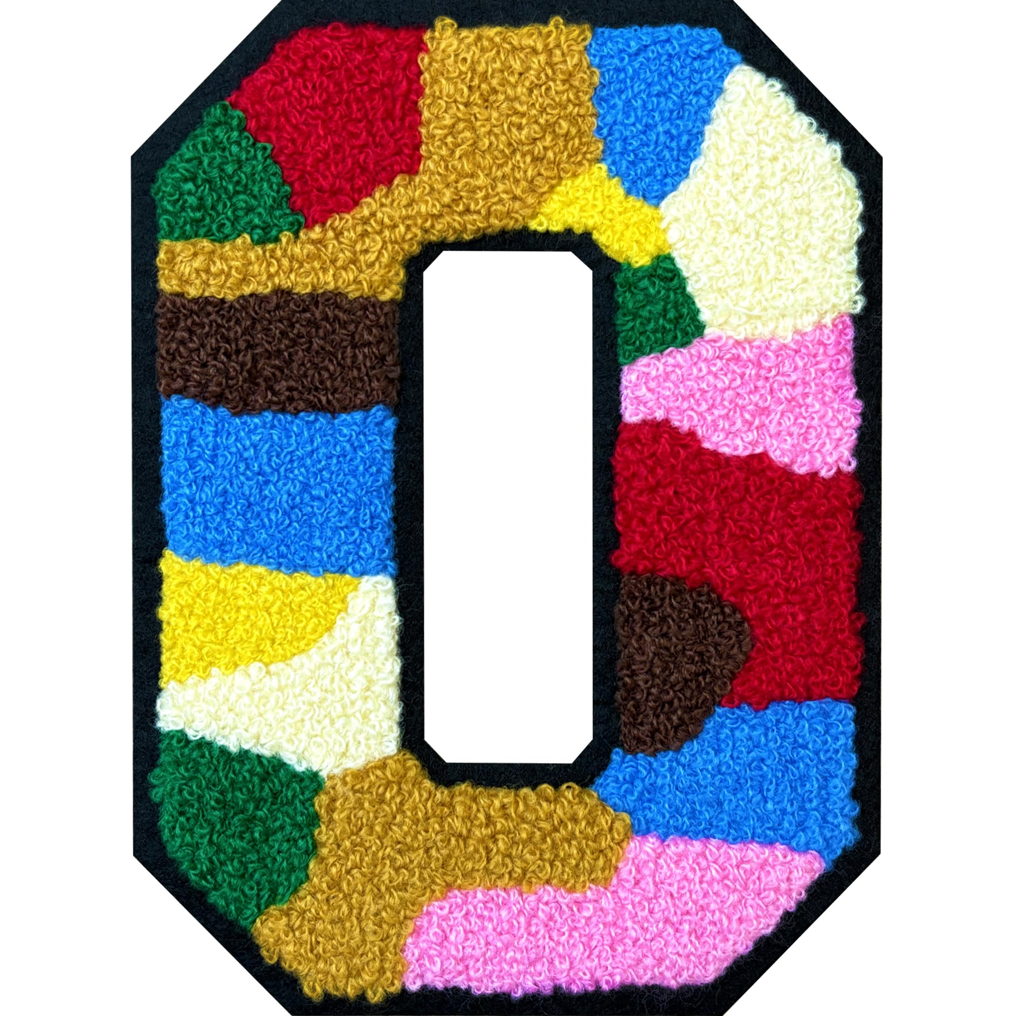Parches de letras termo-adhesivas de felpilla grandes de 6 pulgadas, parches de letras universitarias de color, parches de chaqueta de letras (O)