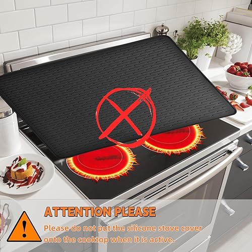 Miniatura 5 de Cubierta superior de estufa para estufa eléctrica, alfombrilla de estufa de silicona para estufa de vidrio, protector de placa de cocina,