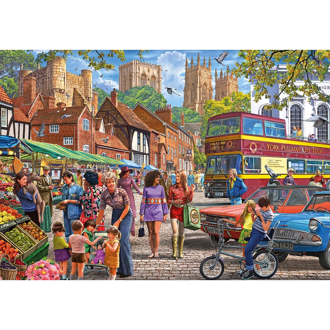 Gibsons York Market 250XL Piece Jigsaw Puzzle for Adults, Colourful City Scene by Steve Crisp - Image 2