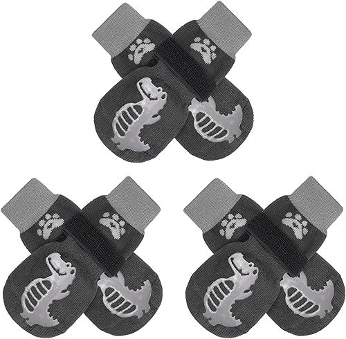 BEAUTYZOO Calcetines antideslizantes para perros, zapatos de perro para pavimento fríocaliente, protectores de patas con empuñaduras, 3 pares para