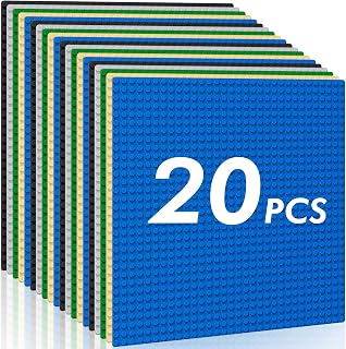 PokiiuLK 20-Pack Large 10x10" Multicolored Baseplates - Compatible with LEGO & Major Brands, Sturdy STEM Building Foundation