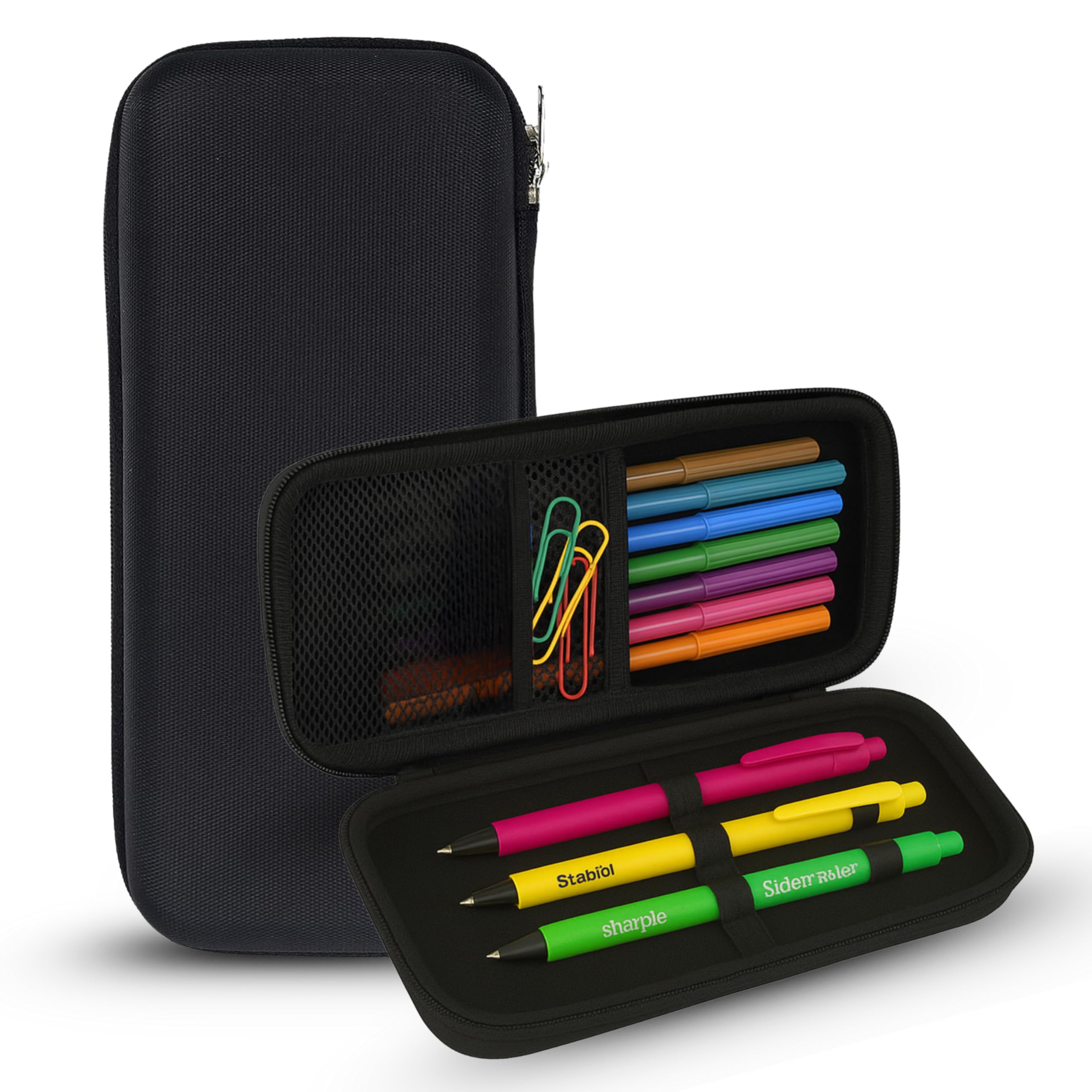 OFIXO Pencil Case - Eva Pouch for Kids, Unisex - Black, Animal Print, 23x6x11 cm