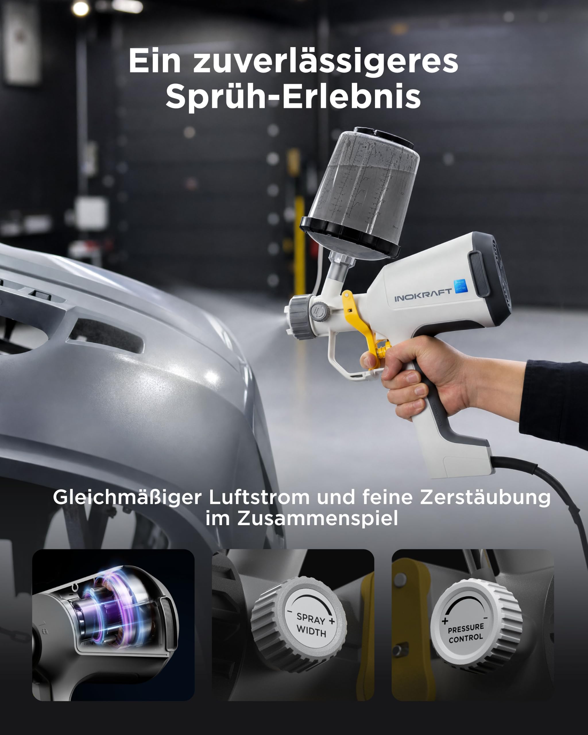 InoKraft Drizzle X Elektrische Sprühpistole für punktuelle Autolackierungen
