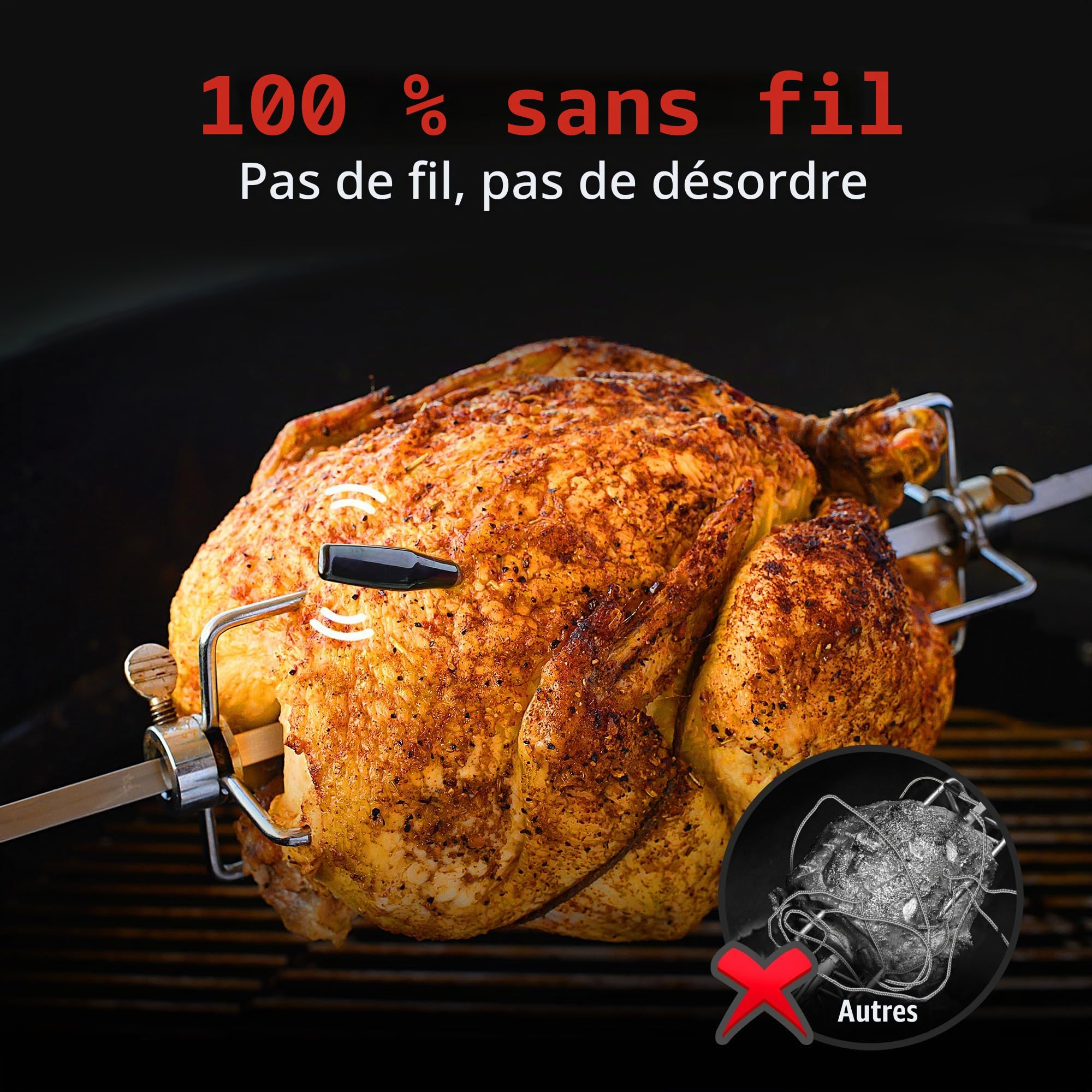 ThermoPro TempPro Plus Thermomètre de Cuisine Sans Fil 180M avec Sonde Mince Améliorée, Thermomètre à Viande Bluetooth pour Grillades, Thermomètre Alimentaire pour BBQ, Rôtisserie