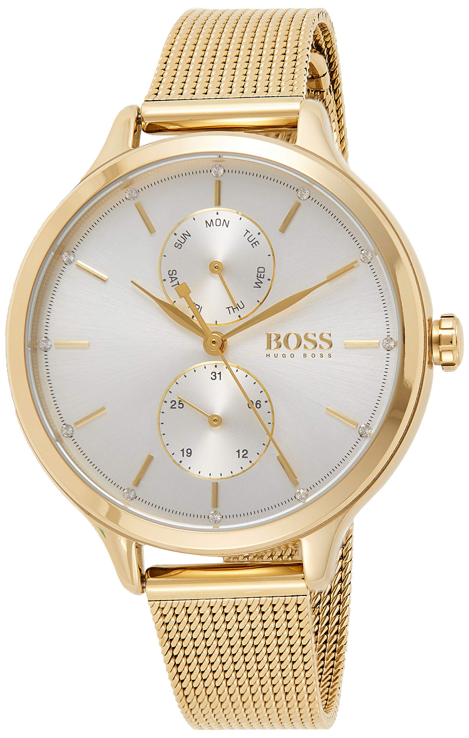Women's Silver White Dial Ionic Thin Gold Plated 1 Steel Watch - 1502537