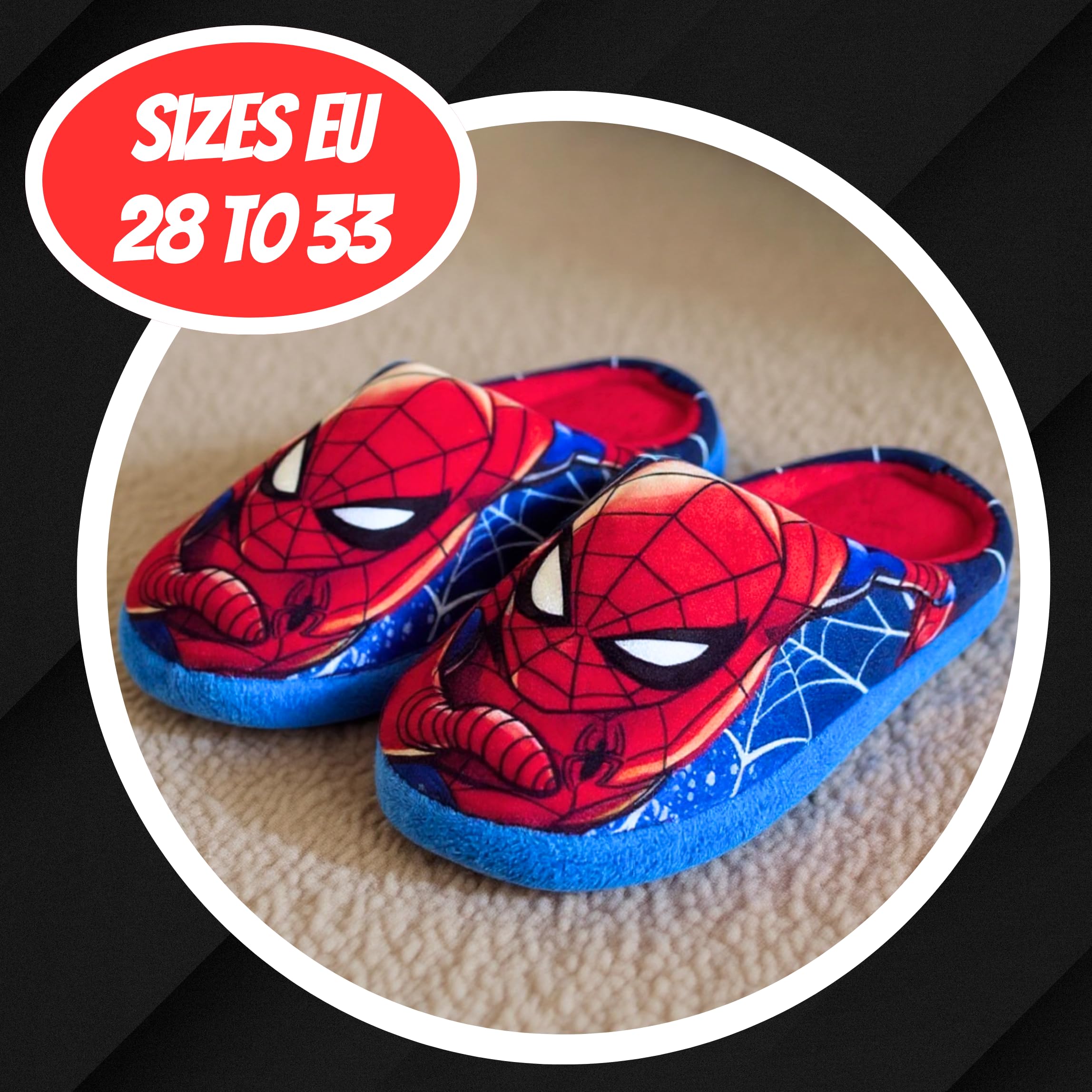 Marvel Spiderman Chaussons Enfants, Pantoufles Cadeau Garçons et Adolescentes, Tailles EU 28 à 33