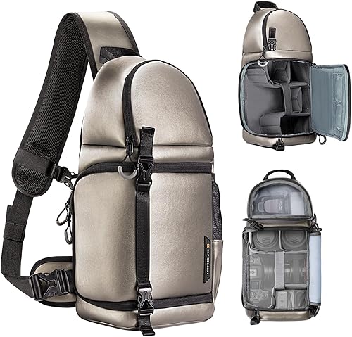 K&F Concept Bolsa cruzada para cámara, mochila impermeable para cámara DSLRSLRSLRsin espejo, bolsa de fotografía con soporte para trípode compatible