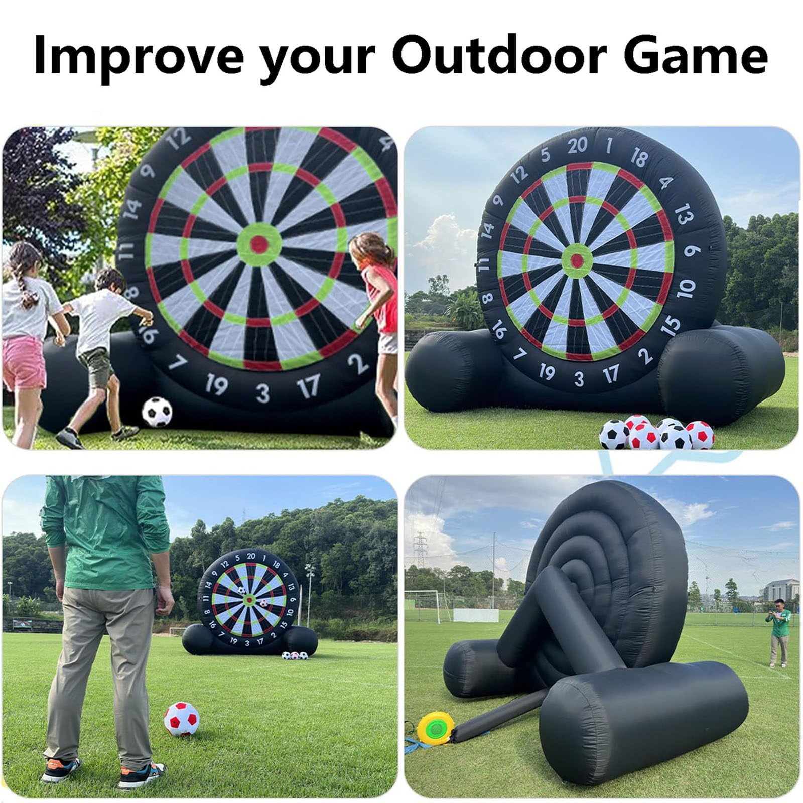 Juego de mesa de dardos de fútbol inflable, diana gigante para diversión al aire libre, incluye 8 pelotas de fútbol y soplador para entrenamiento portátil