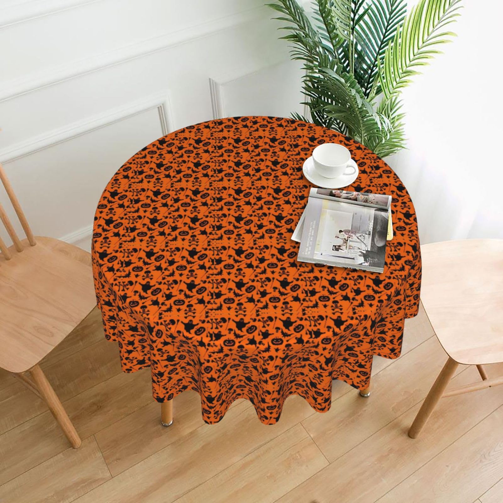 OKFSTY Halloween. Print Round Tablecloth 60in for Wedding Elegant Polyester Cover for Party Reception Festive Dinner