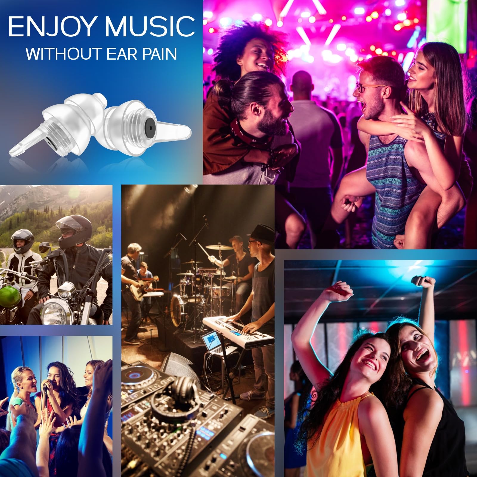 Konzert-Ohrstöpsel, 2 Paar, Geräuschreduzierung, Klangklarheit, Musik-Ohrstöpsel für DJs, Festival, Raves, lauter Geräusch-Gehörschutz für Erwachsene/Kinder ab 12 Jahren, inkl. Anschlusskabel