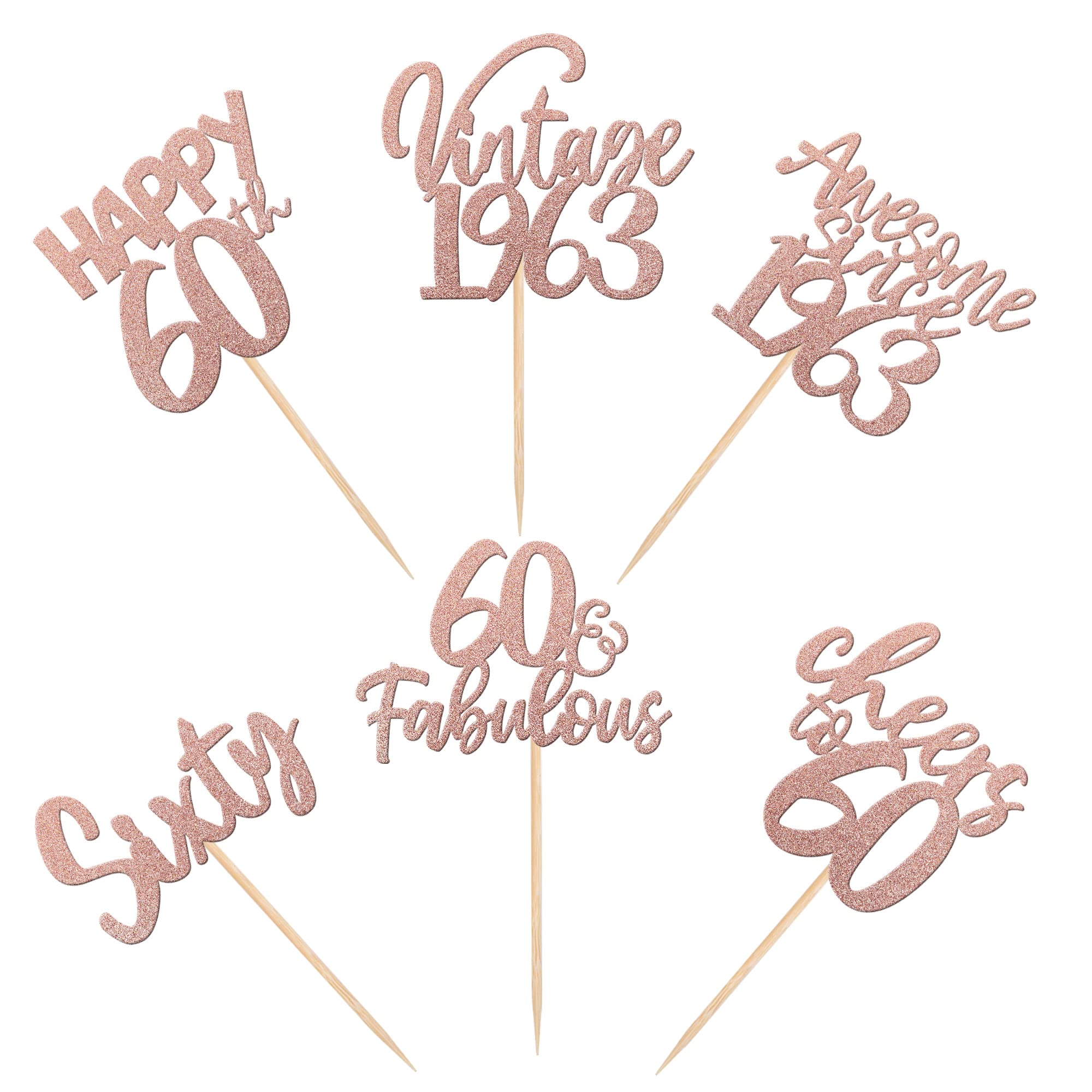 30 Stück Cupcake-Deko „Cheers To 60 Years“ – Glitzernde Topper Für 60. Geburtstag Oder Jubiläum