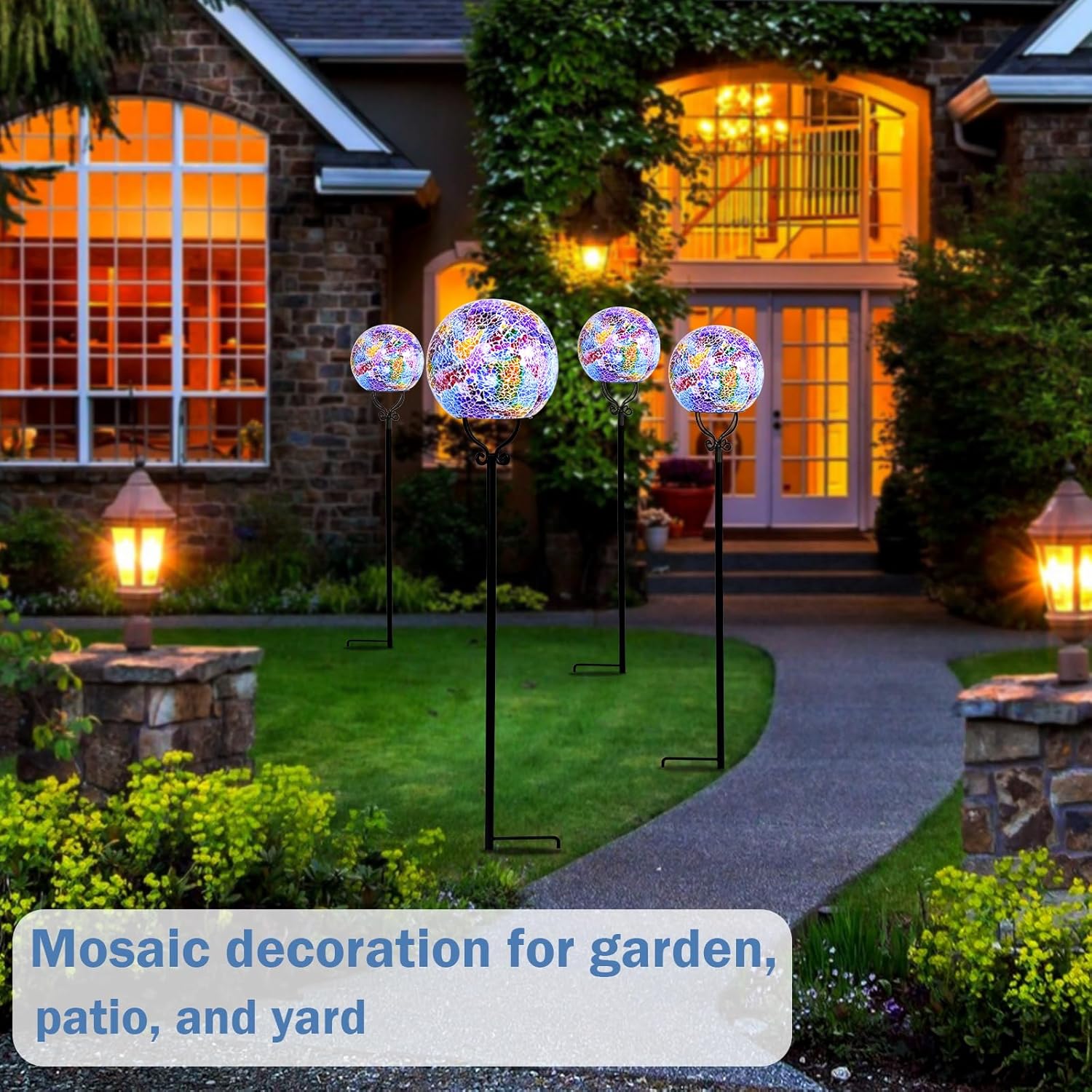 Solar Lights Outdoor Decorative Solar Mosaic Garden Stakes Cracked Glass Decorative Waterproof Outdoor Lights for Landscape Patio Yard Walkway Decoration Multi - Image 4